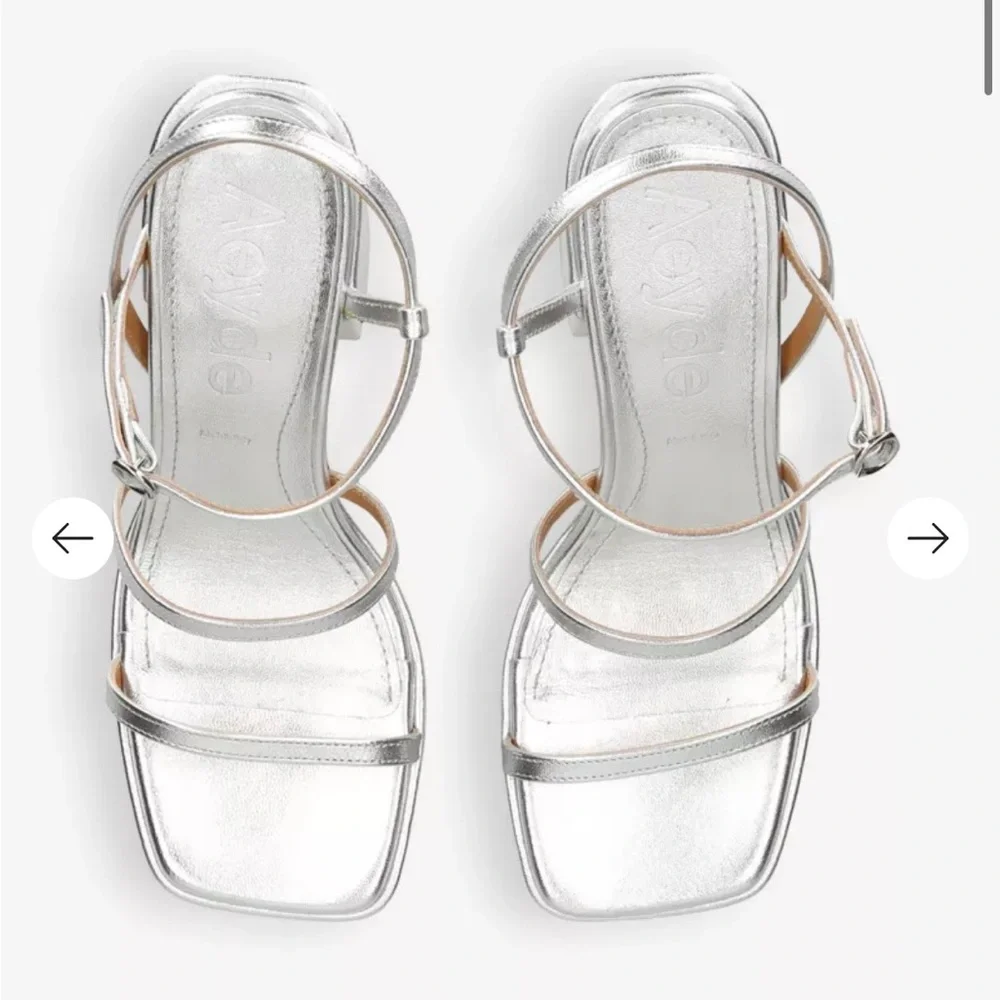 AEYDE Katalin strappy leather heeled sandals 425 Silver Platform Block Heel 39
